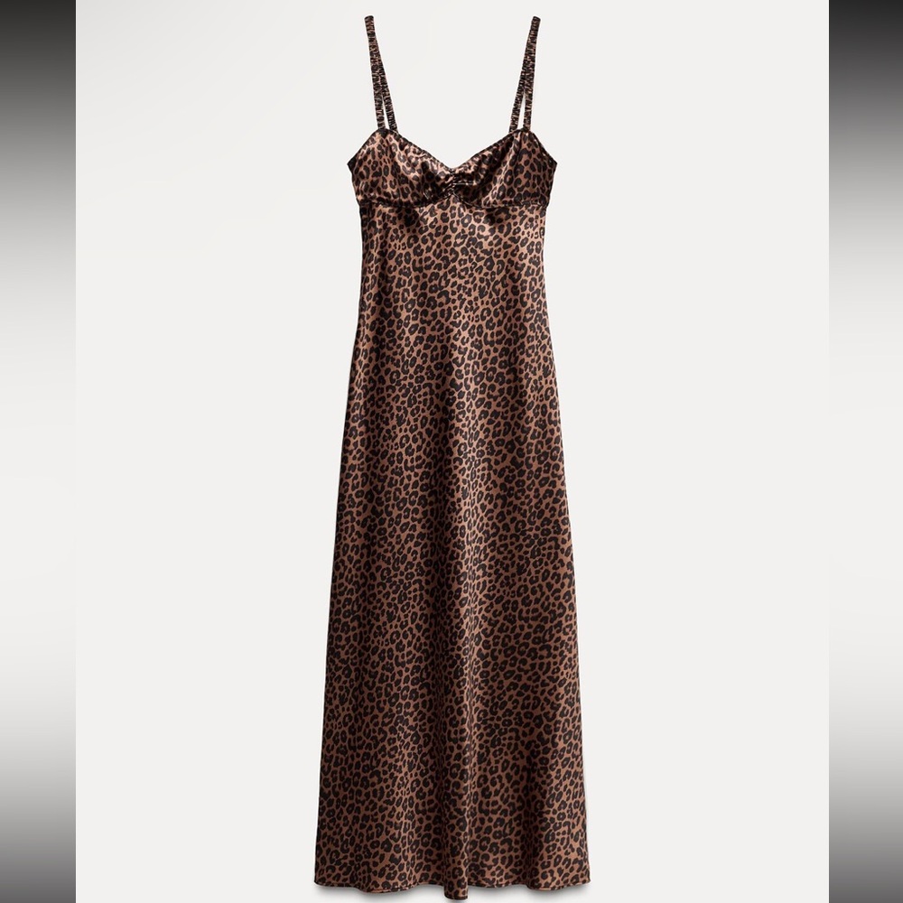 Zara Satin Effect Midi Slip Dress